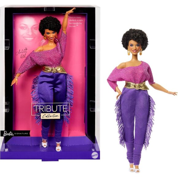 Barbie Signature Debbie Allen Tribute Posable Doll Off Shoulder Top Purple Pants - Picture 1 of 6